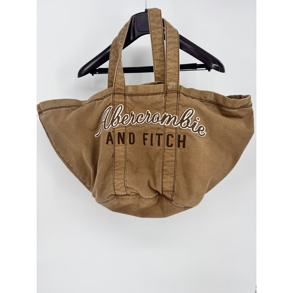 Vintage Y2K Abercrombie & Fitch Brown Canvas Tote Bag Embroidered Logo